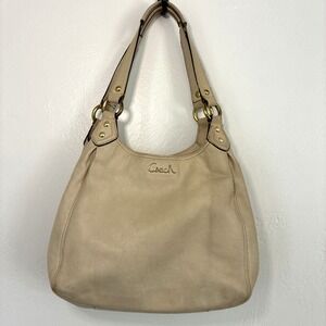 Coach Ashley Leather Hobo Shoulder Bag Purse Handbag Designer Creme F21926